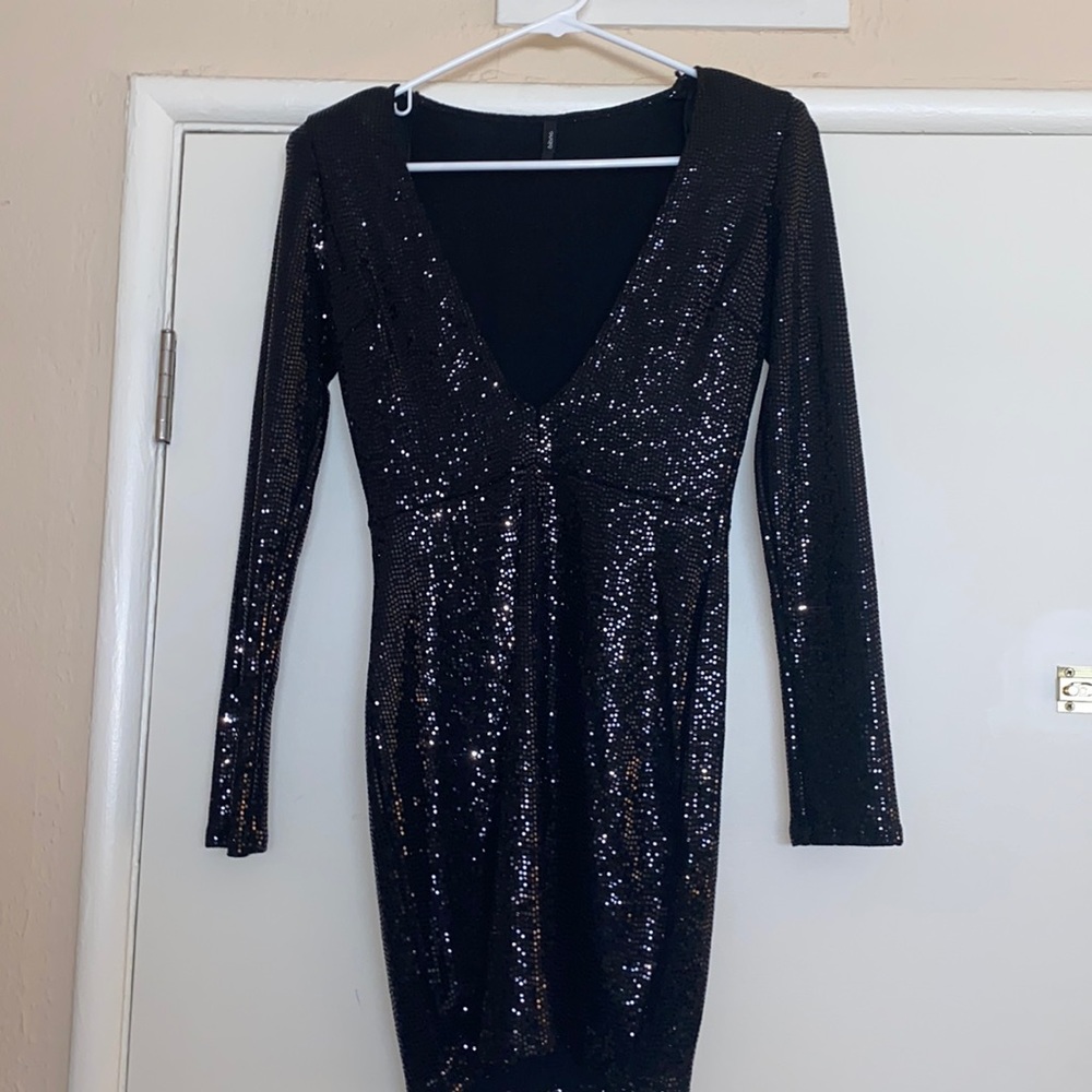 Sparkle black mini dress